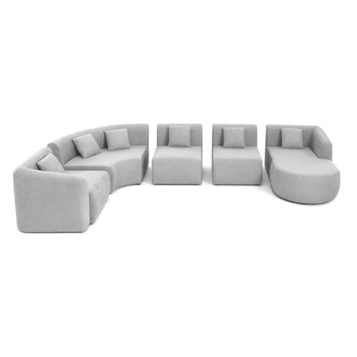 Ikare - canapé modulable d'angle droit - 6 places - en tissu - Gris clair