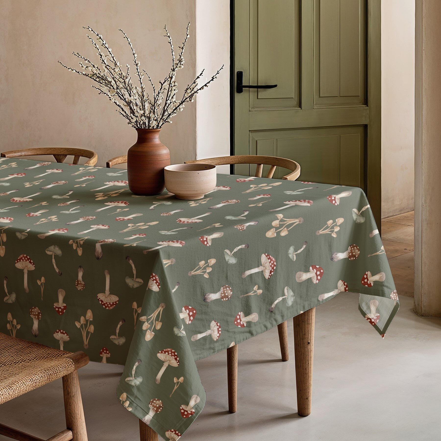 Nappe imprimée anti-tâches AMANITA VERDE