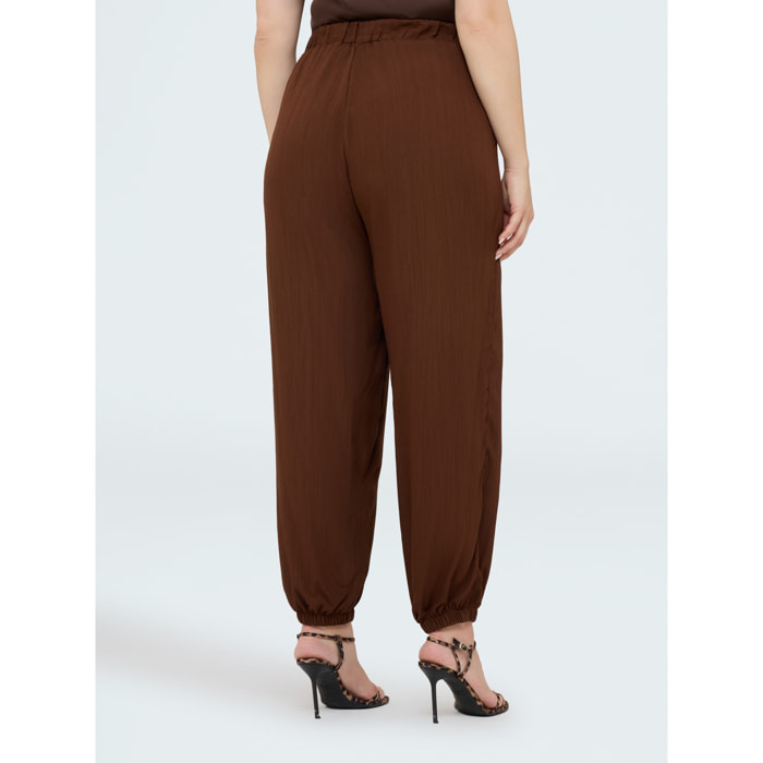 Fiorella Rubino - Jogger con elastico alla caviglia - Marrone