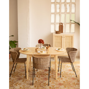 Buffet en bois de sapin et tressage de rotin 100x80 Hauteur: 100 Longueur: 80 Largeur: 40