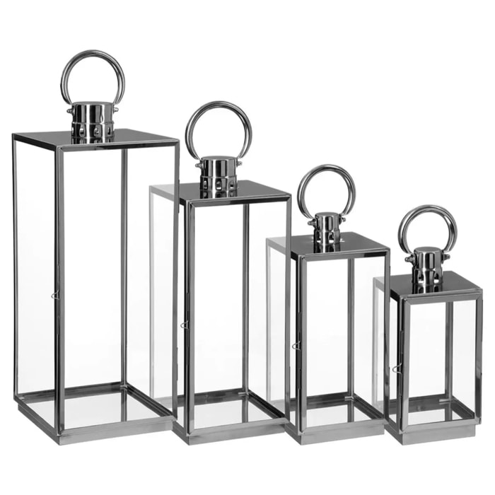 Set de 4 lanternes extérieur/intérieur - acier inoxydable