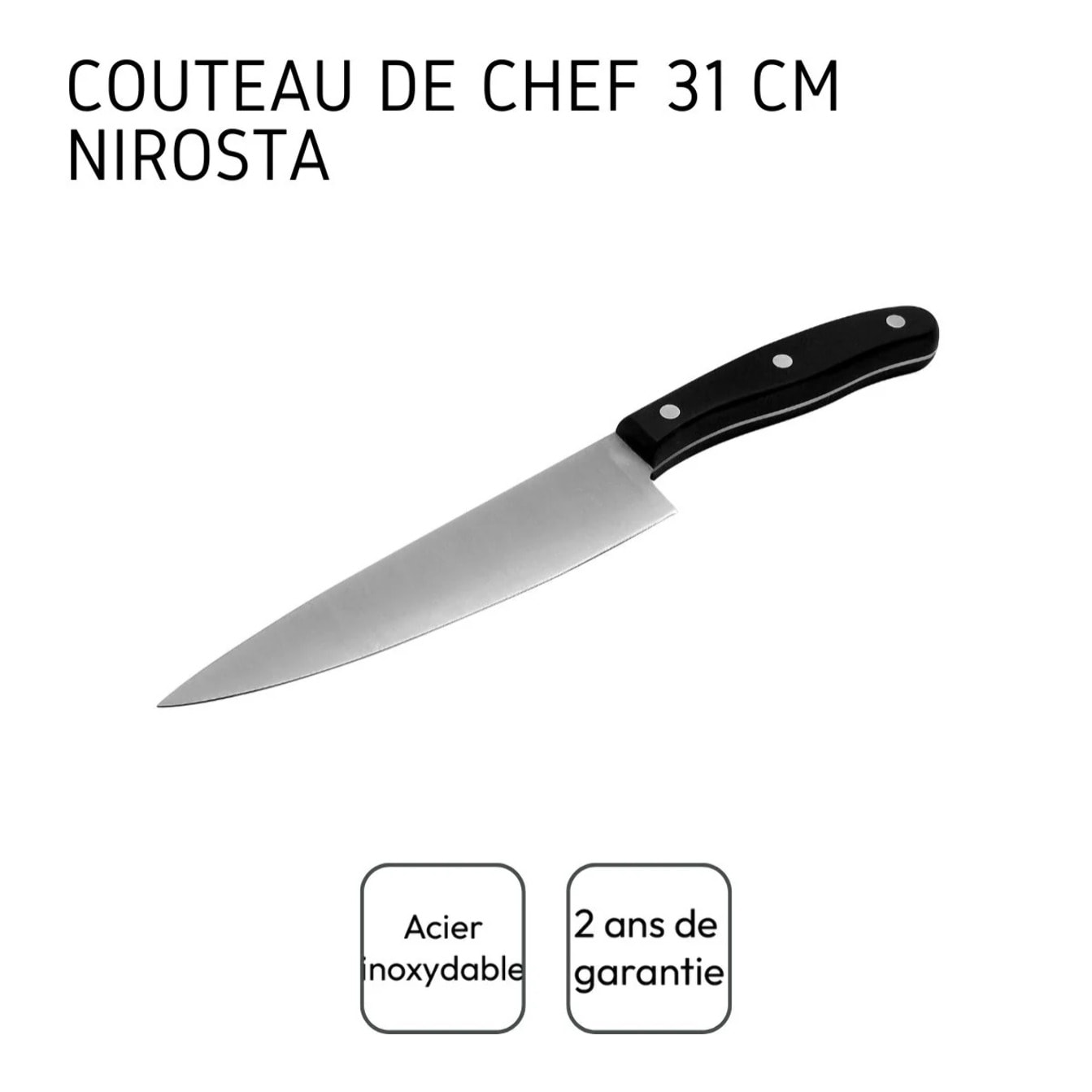 Set de 2 couteaux de cuisine 31 cm en inox Nirosta Fit