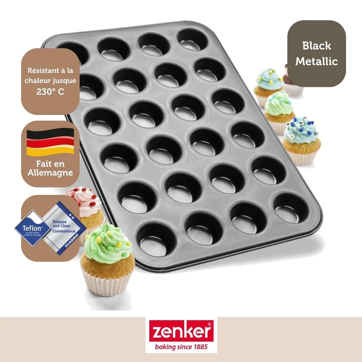 Moule à muffins 24 empreintes 38 x 26 cm Zenker Black Metallic