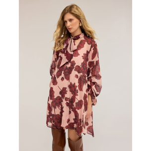 Motivi - Vestido floral en crepé - Rosa cipria