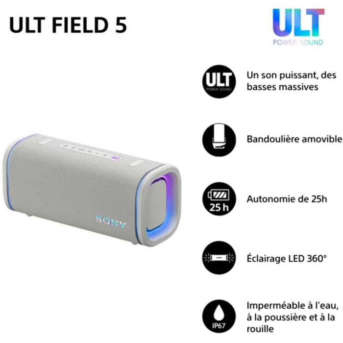 Enceinte portable SONY ULT FIELD 5 Blanc minéral