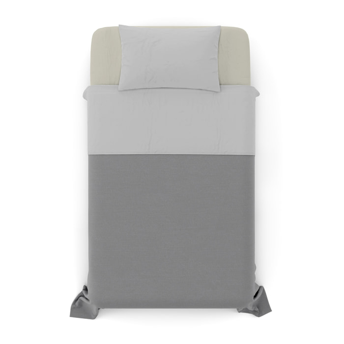 COMPLETO LETTO NATURAL COLOUR MADE IN ITALY COTONE-GRIGIO CHIARO/PANNA PIAZZA E MEZZA