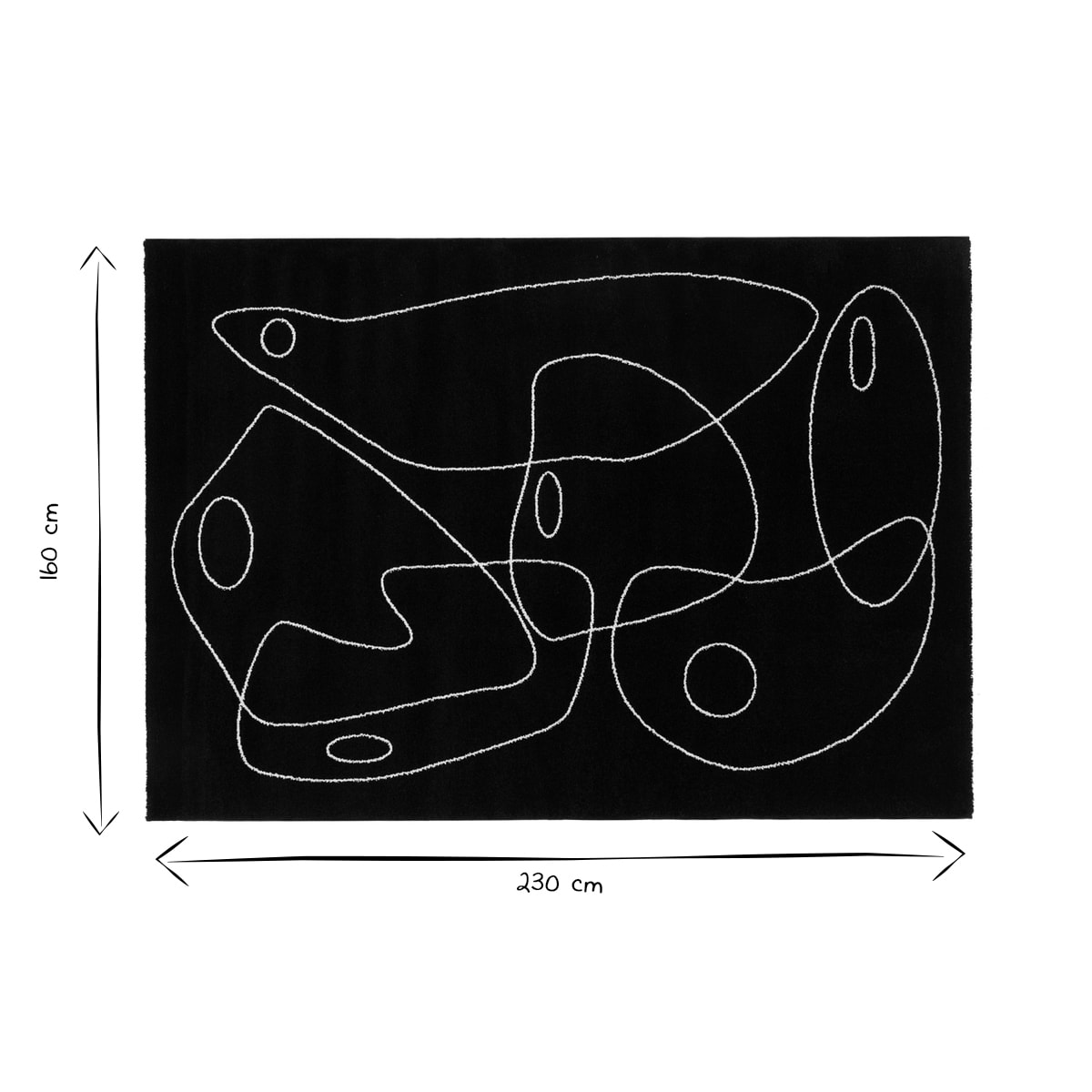 Tapis noir motif line art 160x230 cm ARTISTE