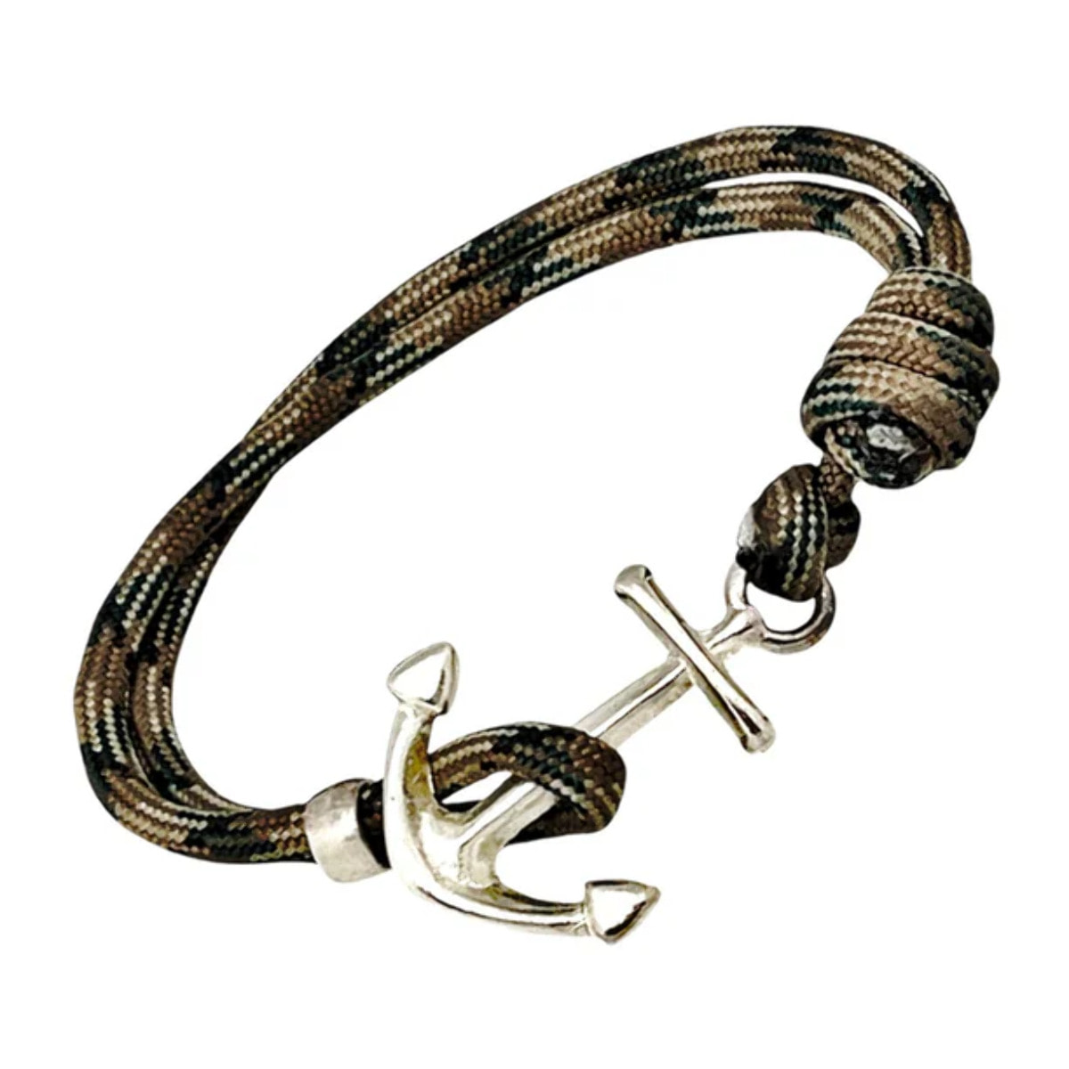 Pulsera Ancla paracord en verde jaspe y plata chapado