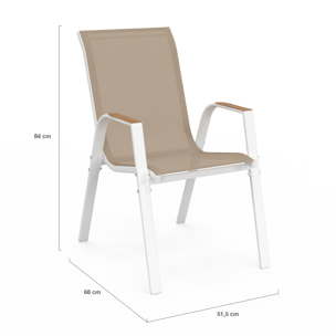 Ensemble repas extensible Timbia 12 places blanc verre trempé effet bois