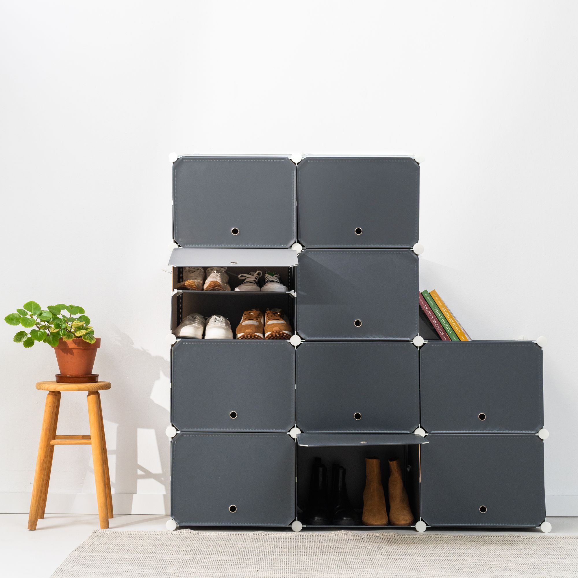 Scarpiera modulare portatile - 36 paia - grigio - 84x160x32 cm