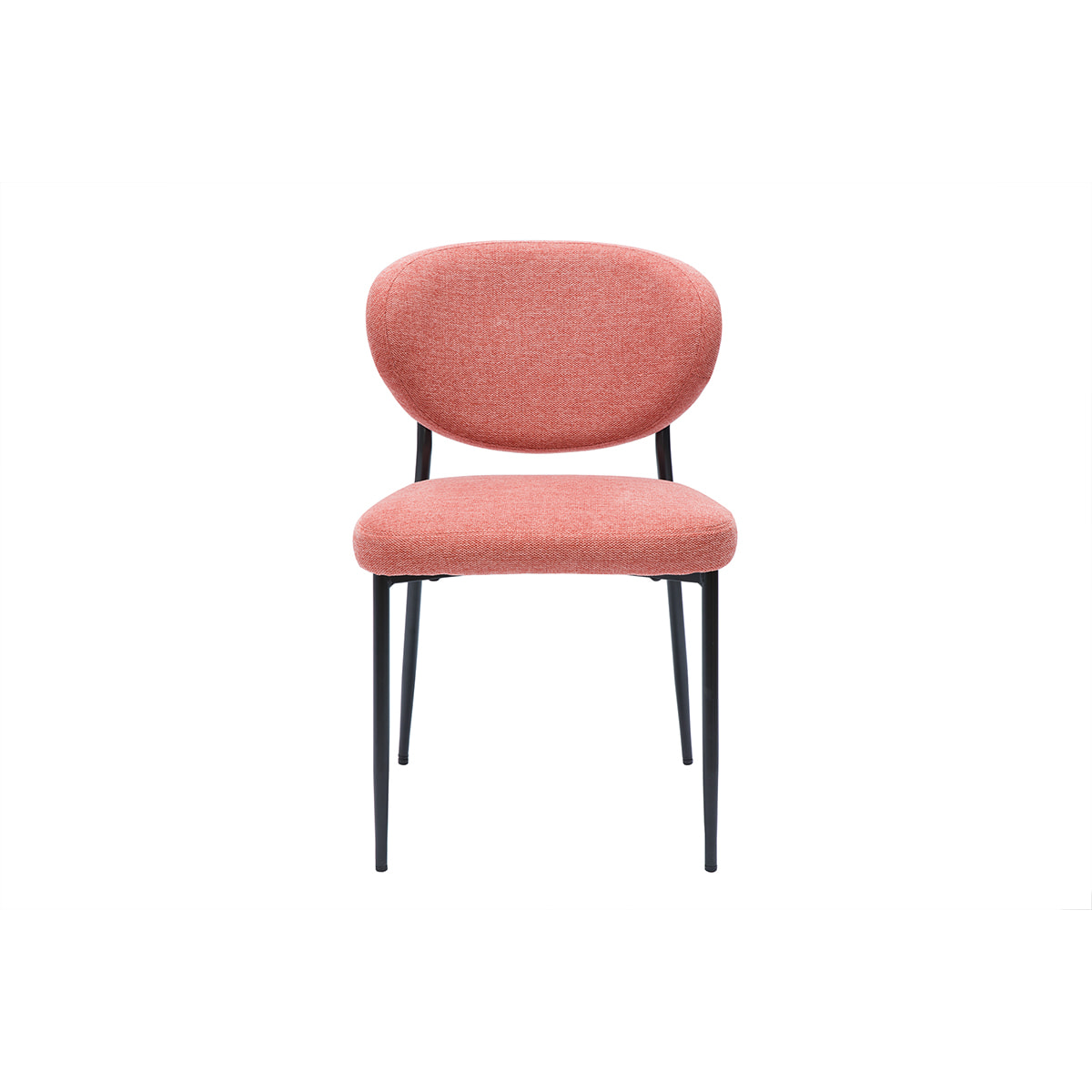 Chaises en tissu effet velours texturé terracotta et métal noir (lot de 2) BREKA