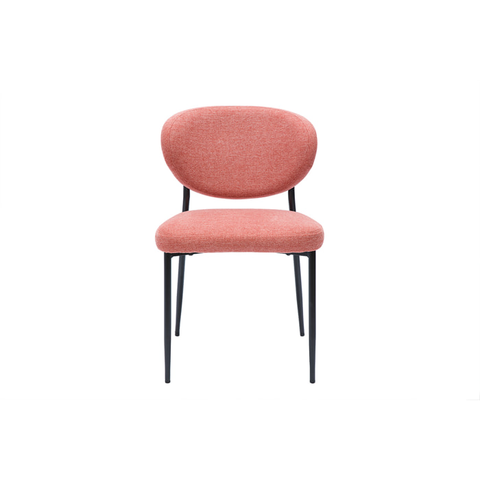 Chaises en tissu effet velours texturé terracotta et métal noir (lot de 2) BREKA
