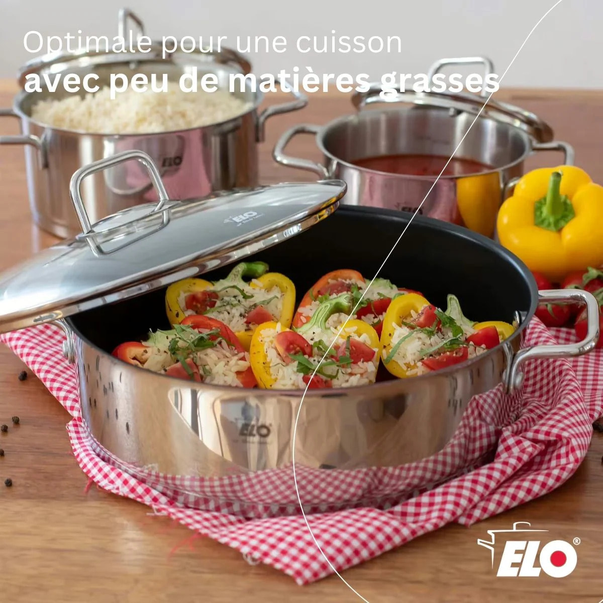 Sautoir 28 cm en acier inoxydable 18/10 antiadhésif Elo Citrin