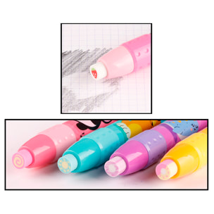 24 PACCHI DI GOMME DA CANCELLARE CON PULSANTE 4 DESIGN ASSORTITI