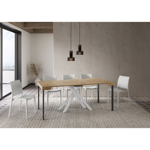 Console extensible 90x40/300 cm Krack chêne nature pieds blancs