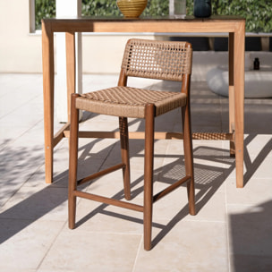 Chaise pour îlot central de jardin 65 cm en teck vernis - Yaba