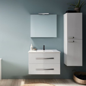 Pack meuble vasque 80 cm Ola up blanc + miroir + spot
