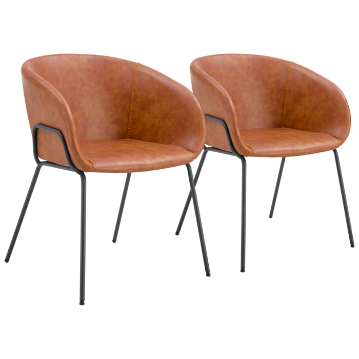 Lot de 2 chaises en simili cognac ANDRÉ