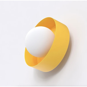 Lampada a parete Lulu in acciaio arancione con diffusore sferico