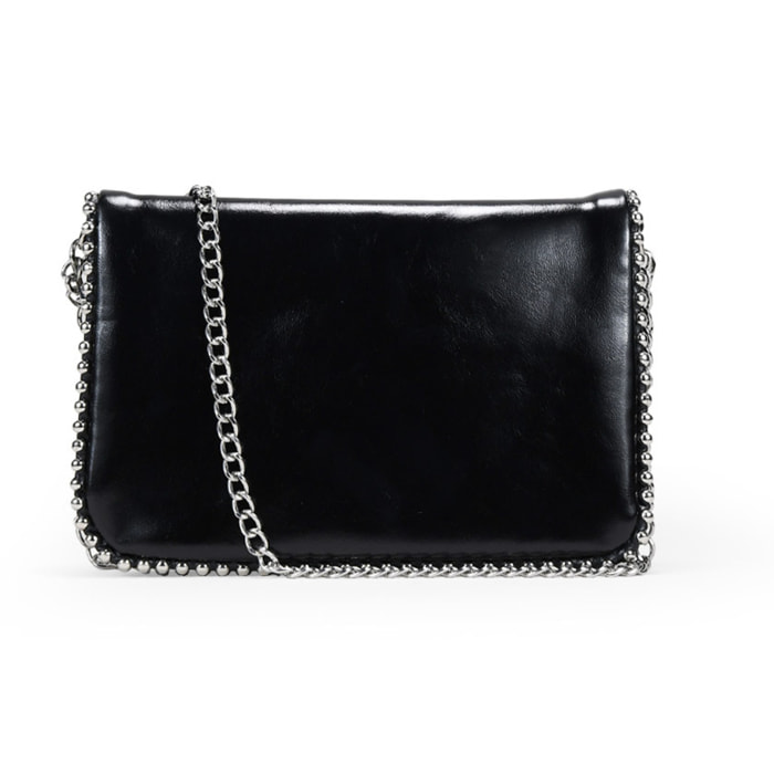 Bolso de hombro negro con cadena