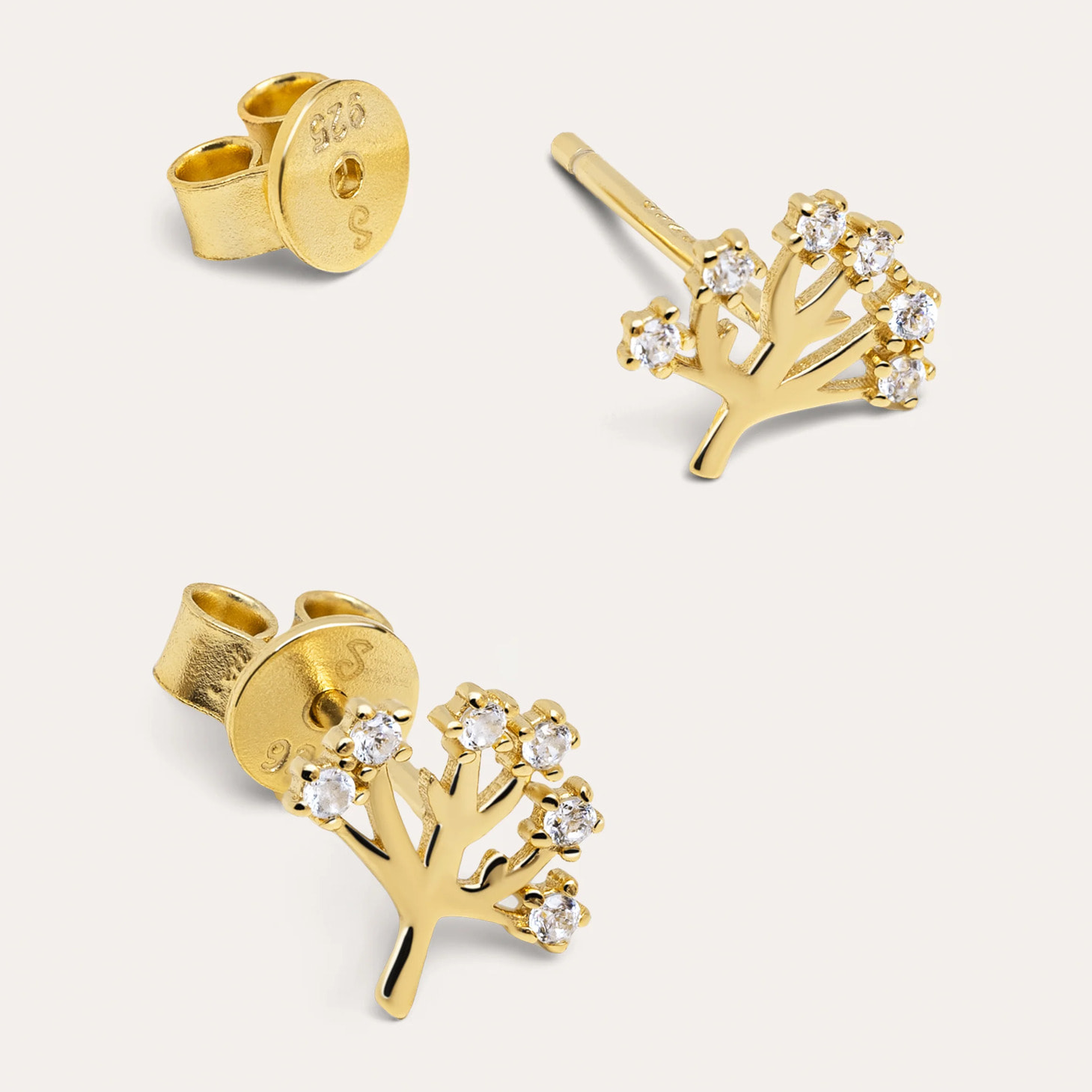 Pendientes Tree of Life Plata Baño Oro