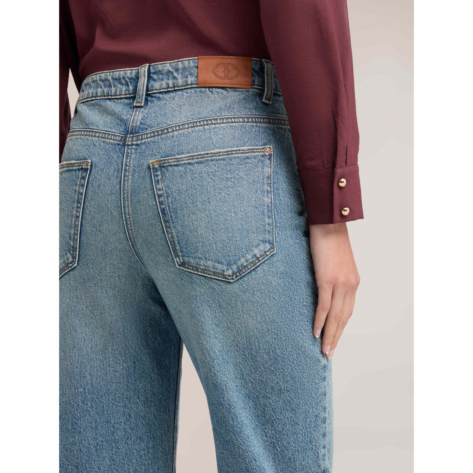 Motivi - Jeans boyfriend con risvolto - Azzurro