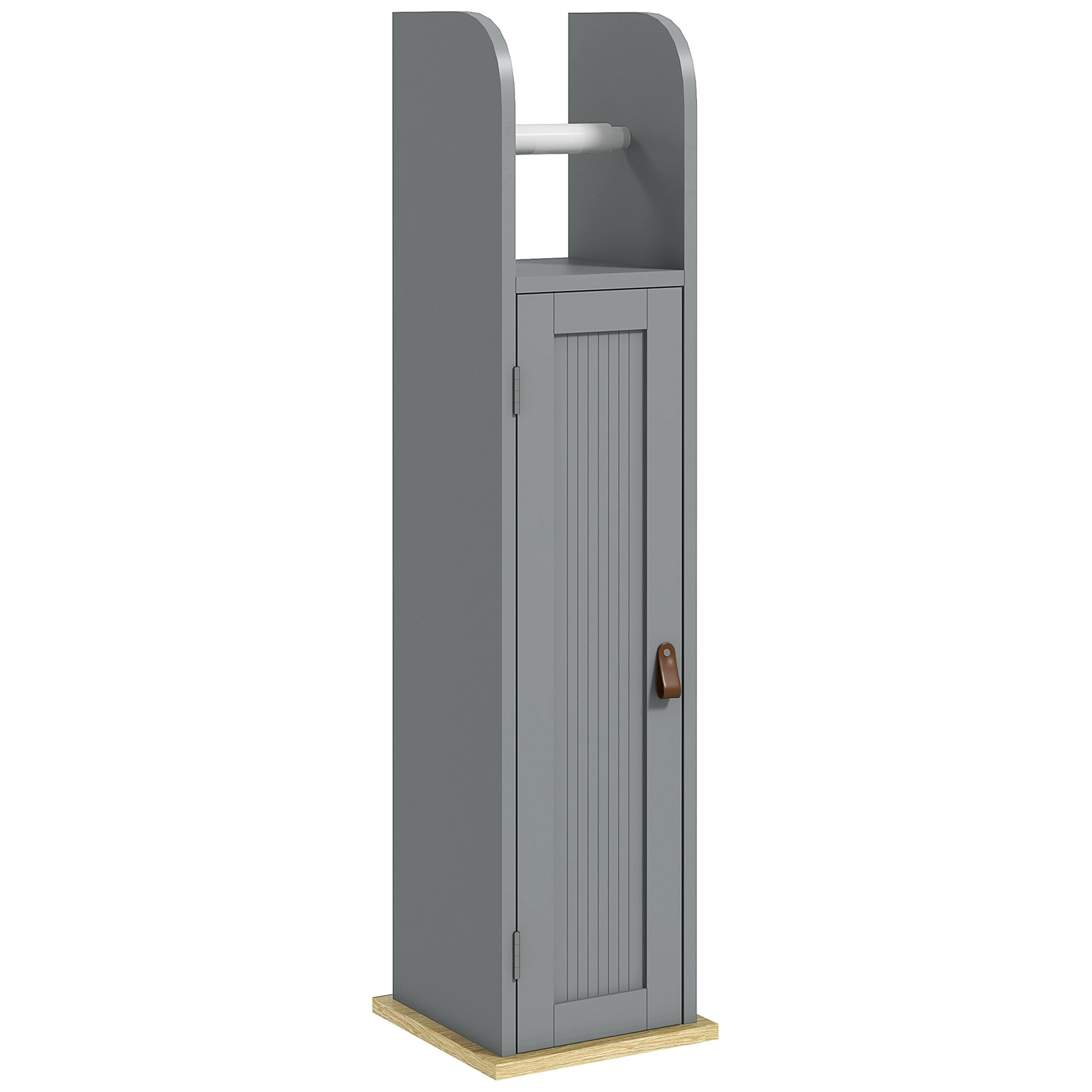 Support papier toilette - porte-papier toilette - armoire pour papier toilette - porte, 2 étagères, sortie papier gris bois clair