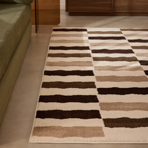 SANTAL - Tapis de salon beige à rayures