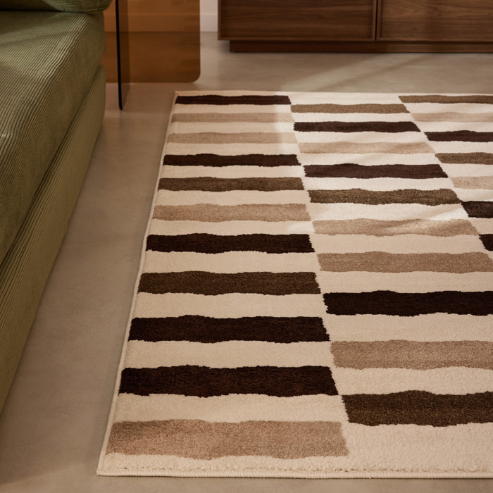 SANTAL - Tapis de salon beige à rayures