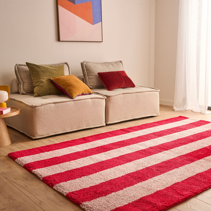 Tapis intérieur rayures rouge et rose PABLO