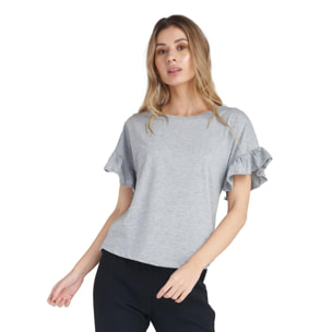 T-shirt a maniche corte con balze da donna Sparkly