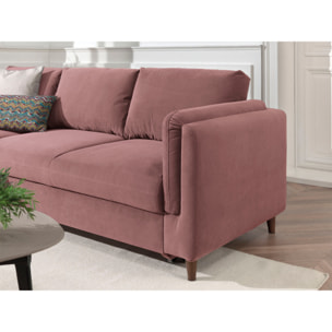 Brooke - canapé d'angle gauche - convertible avec coffre - 4 places - en velours - Rose
