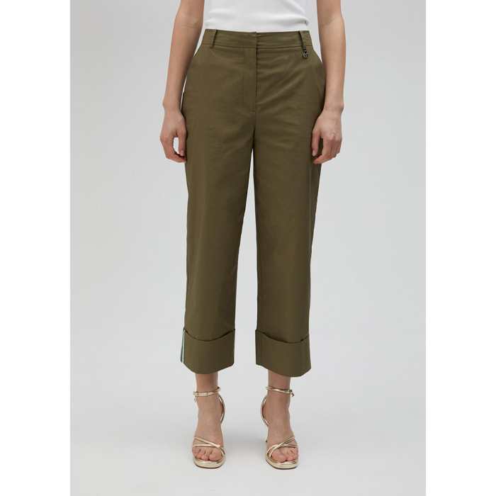 Pantaloni popeline orlo risvolto