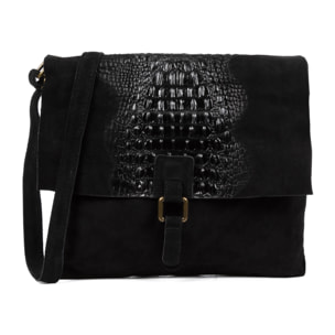 Daniela Bolso bandolera Mujer.Piel auténtica Gamuza Grabado Cocodrilo