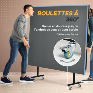 Table de ping pong tennis de table pliable 8 roues - filet, 2 raquettes, 3 balles inclus - noir gris