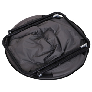 Silla de Luna Plegable Silla de Platillo con Asiento de Tela Oxford y Patas de Metal Carga 120 kg para Camping Playa Terraza Patio 80x80x75 cm Gris