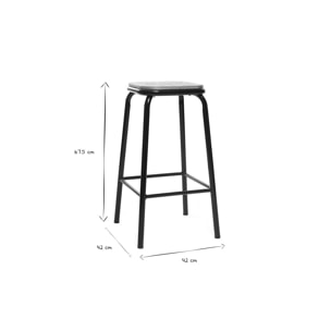 Tabourets de bar empilables noir et bois foncé H65 cm (lot de 2) MEMPHIS