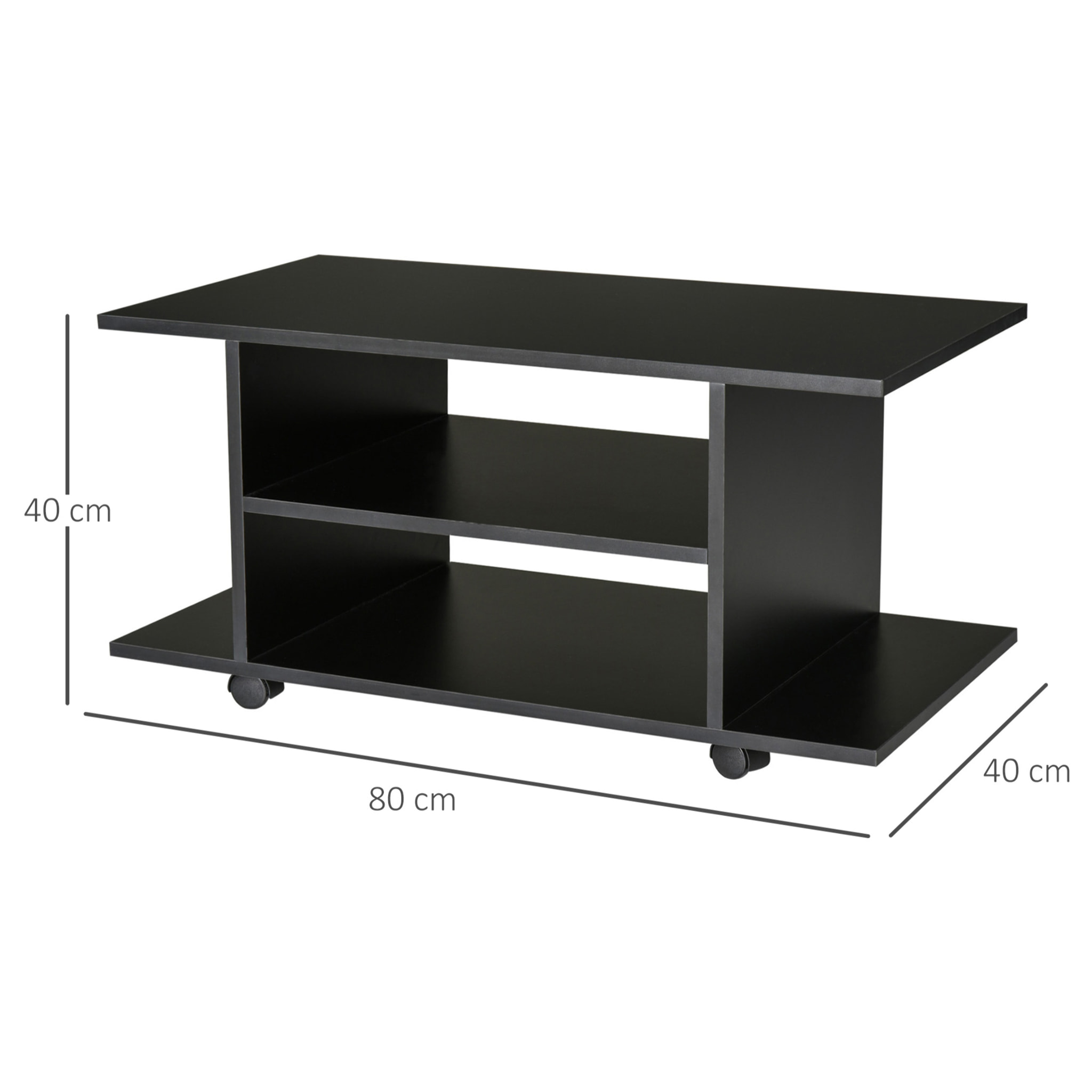 Mesa para TV con Bloqueo de Madera 80x40x40 cm Negro