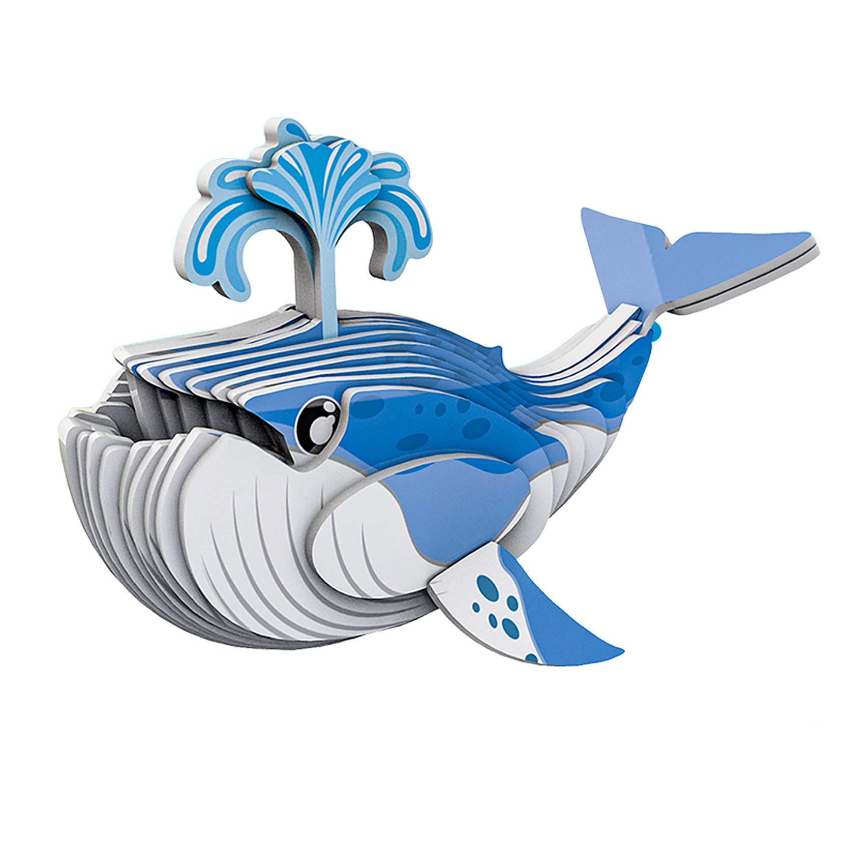 Puzle 3D de cartón con relieve. Diseño de Ballena Azul.