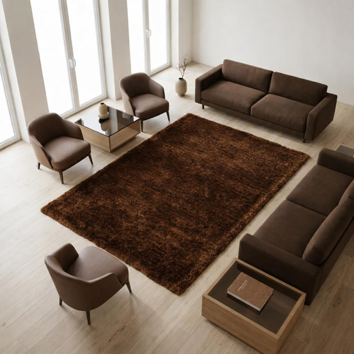 Tapis shaggy fait main motif uni BOBE