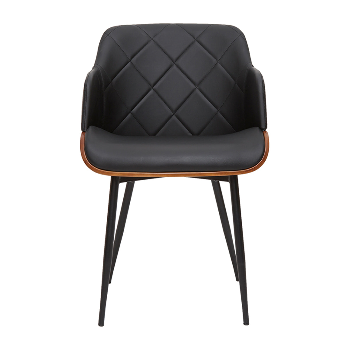 Chaise design noir, bois foncé et métal LUCIEN