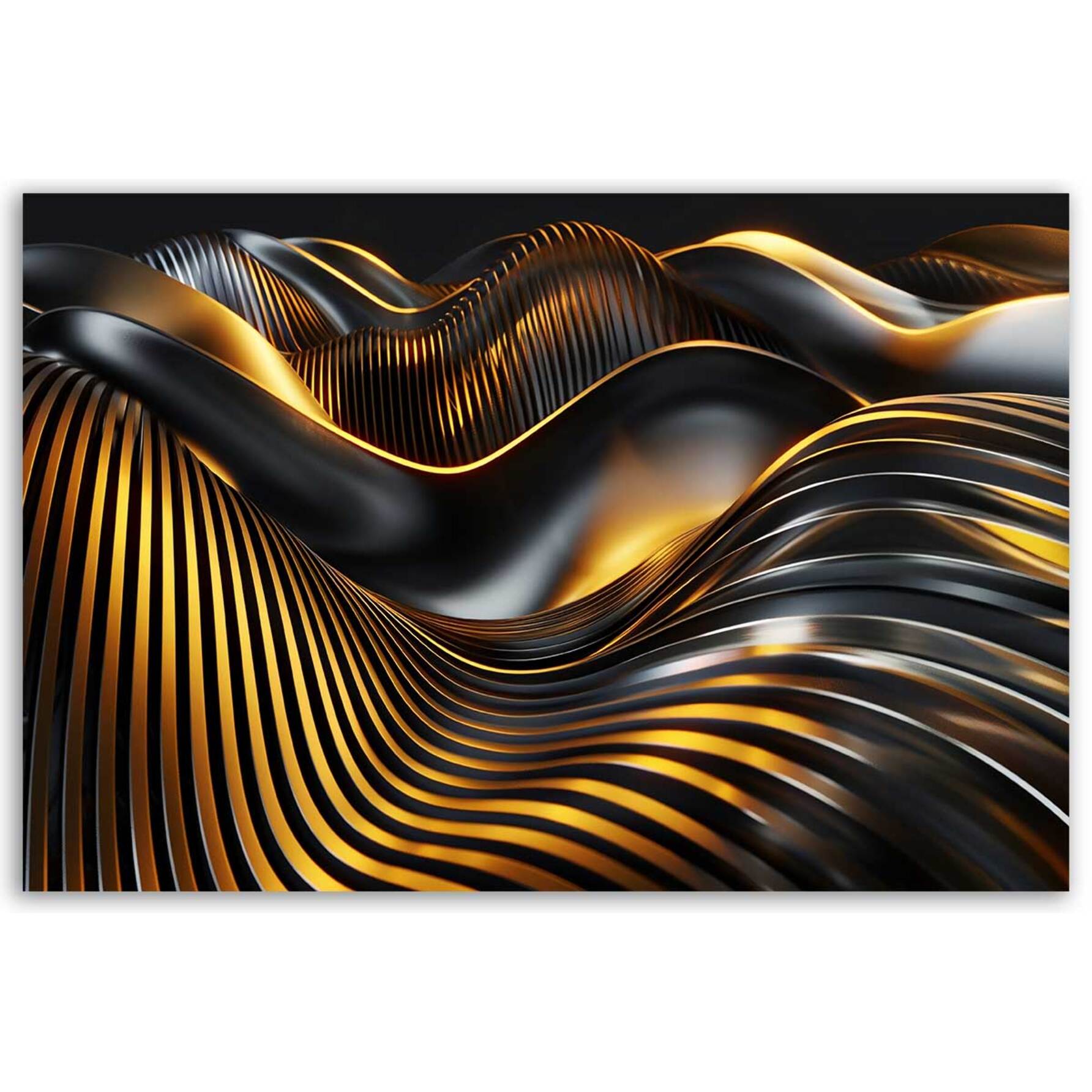 Tableau abstraction doré et noir Toile imprimée