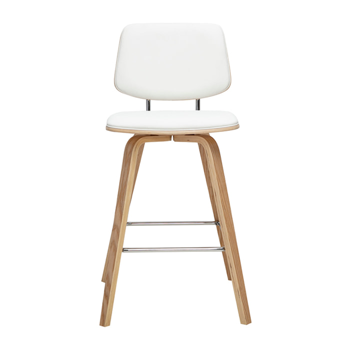 Tabourets de bar blancs et bois clair H66 cm (lot de 2) SEGUR