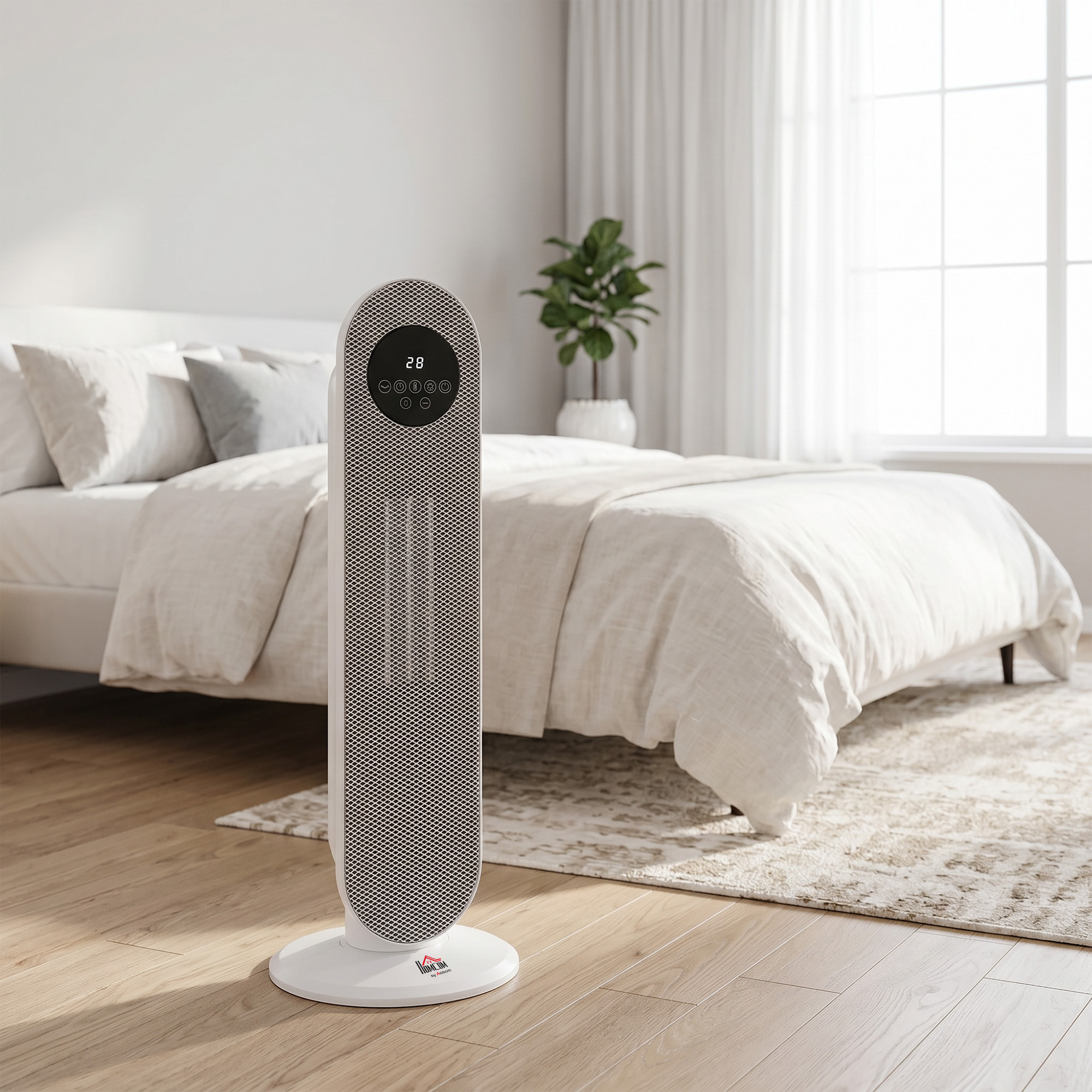Calefactor Eléctrico Cerámico PTC, 2000W, con Control Remoto, 15–40 °C, Oscilación de 45°, Temporizador 12H, Protección contra Vuelcos y Sobrecalentamiento para 15-20 ㎡, Blanco