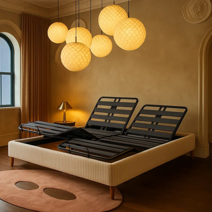 Lit électrique Ergoflex | Contour Velours Côtelé | Beige