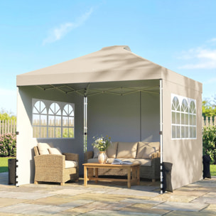 Tonnelle barnum pop-up 3 x 3 m 2 fenêtres sacs lestage blanc cassé