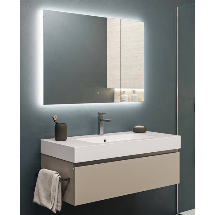 MOBILE DA BAGNO ZEFIRO 100 MONO TORTORA MILANO- 4 PEZZI