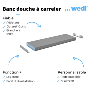 Banc de douche à carreler WEDI Sanoasa 4 suspendu assise droite