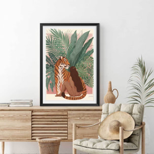 Poster jungle woman Affiche sous cadre noir