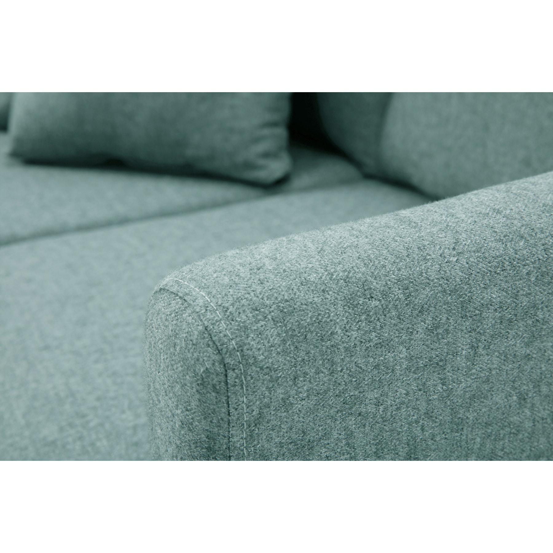 Canapé scandinave déhoussable 2 places en tissu vert de gris et bois clair OSLO